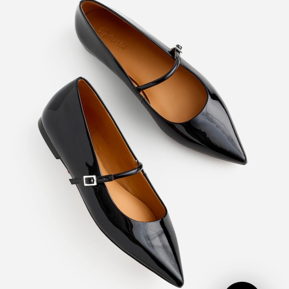 The Elsie Mary Jane Flat, 9.5/39, black patent leather